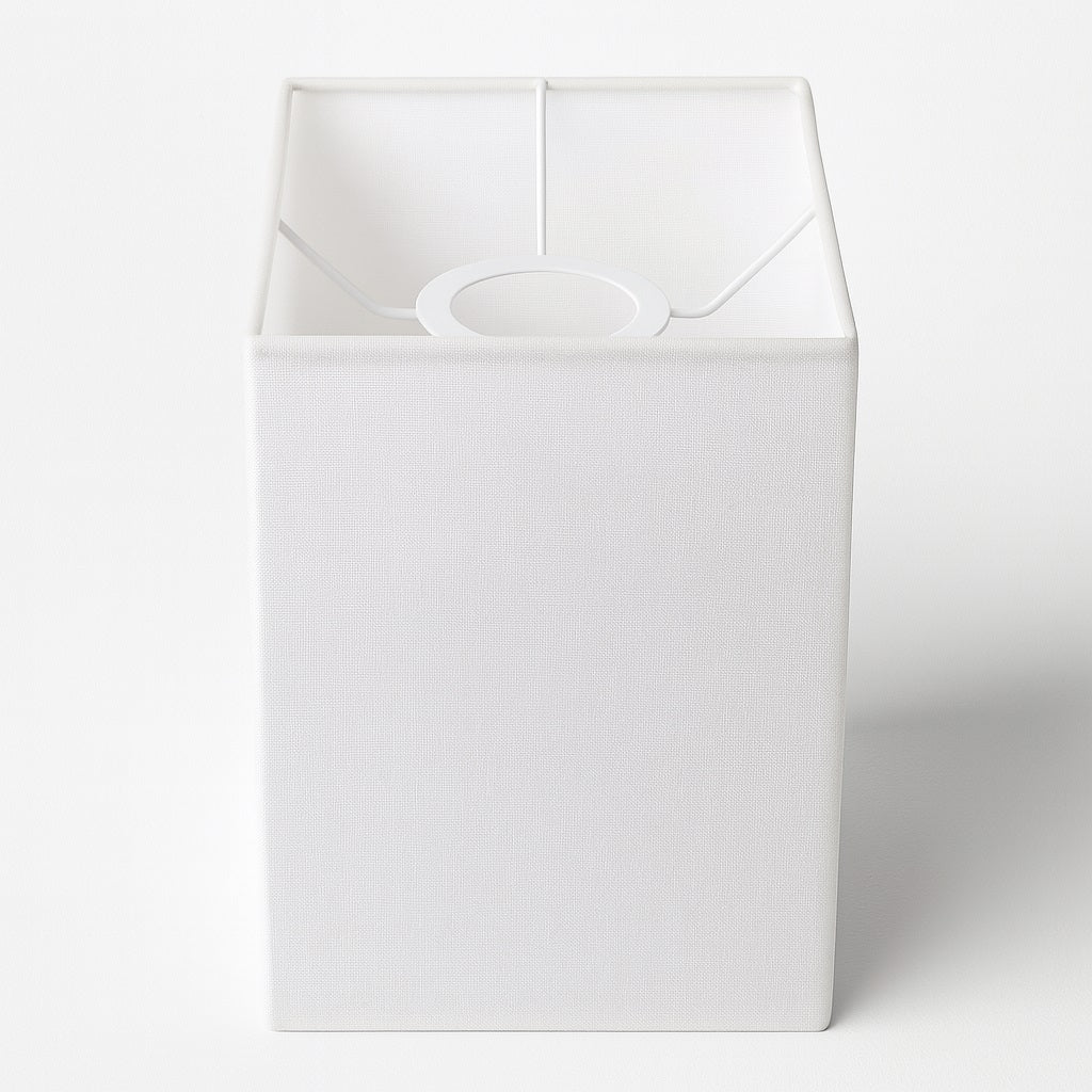 Abat-jour rectangulaire blanc pour lampe de chevet, design moderne et sobre, lumière douce et structure E27.