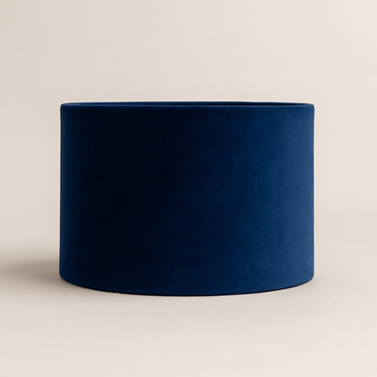 Abat-jour ovale en velours bleu azur avec doublure dorée, compatible lampe E27