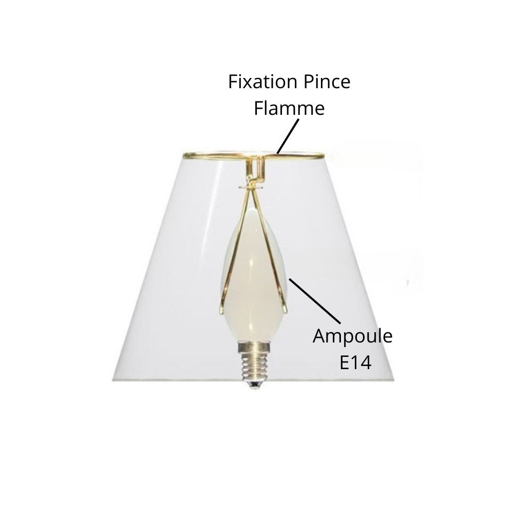 Schéma de profil d'abat-jour pince flamme sur ampoule e14