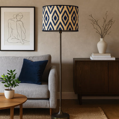 Abat-jour lampadaire bleu à motif losange, abat-jour décoratif élégant pour salon moderne