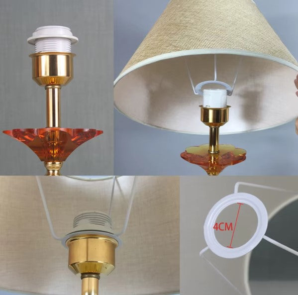 Fixation abat-jour conique en lin pour lampe de chevet, compatible douille E27, installation facile.