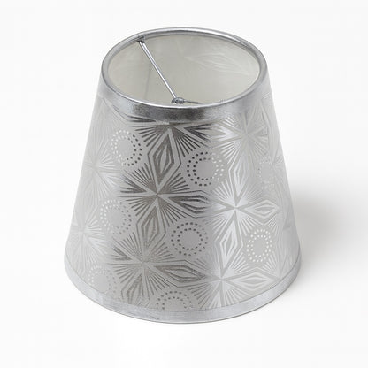 Abat-jour conique argenté à motifs géométriques, abat-jour lampe de chevet design et moderne.
