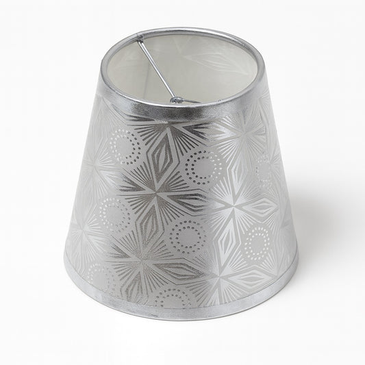 Abat-jour conique argenté à motifs géométriques, abat-jour lampe de chevet design et moderne.