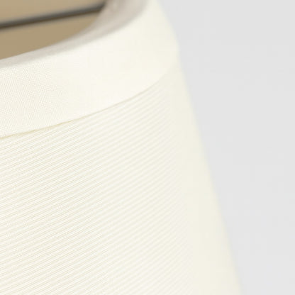 Zoom texture blanc d’un abat-jour conique, abat-jour lampe de chevet élégant au tissu fin et lumineux.