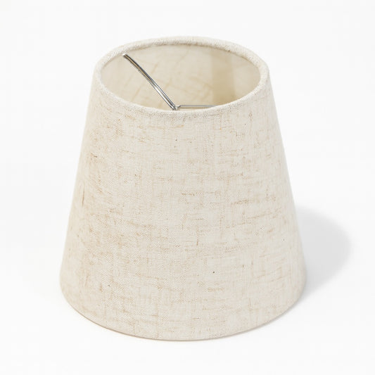 Abat-jour conique en tissu effet lin rustique, pince flamme, style naturel pour lampe de chevet ou applique E14