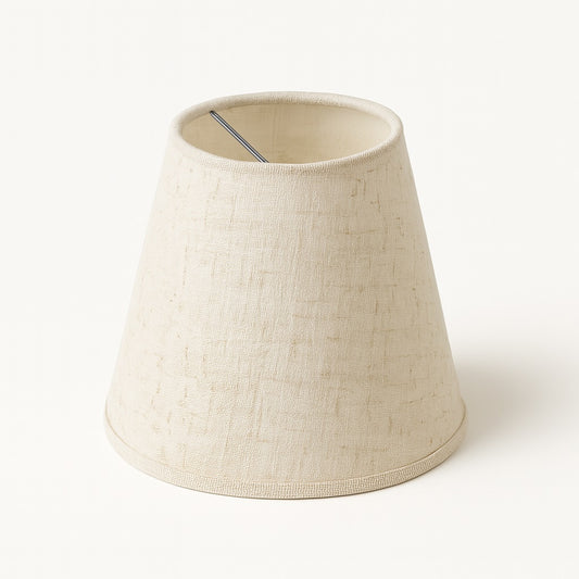 Abat-jour conique en tissu effet lin rustique, pince flamme, style naturel pour lampe de chevet ou applique E14