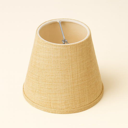 Abat-jour conique effet rotin beige, fixation pince flamme, style naturel pour lampe E14, lustre ou applique murale