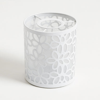 Abat-jour cylindrique blanc à motif floral ajouré, en métal, pour lampe ou suspension, style élégant et décoratif