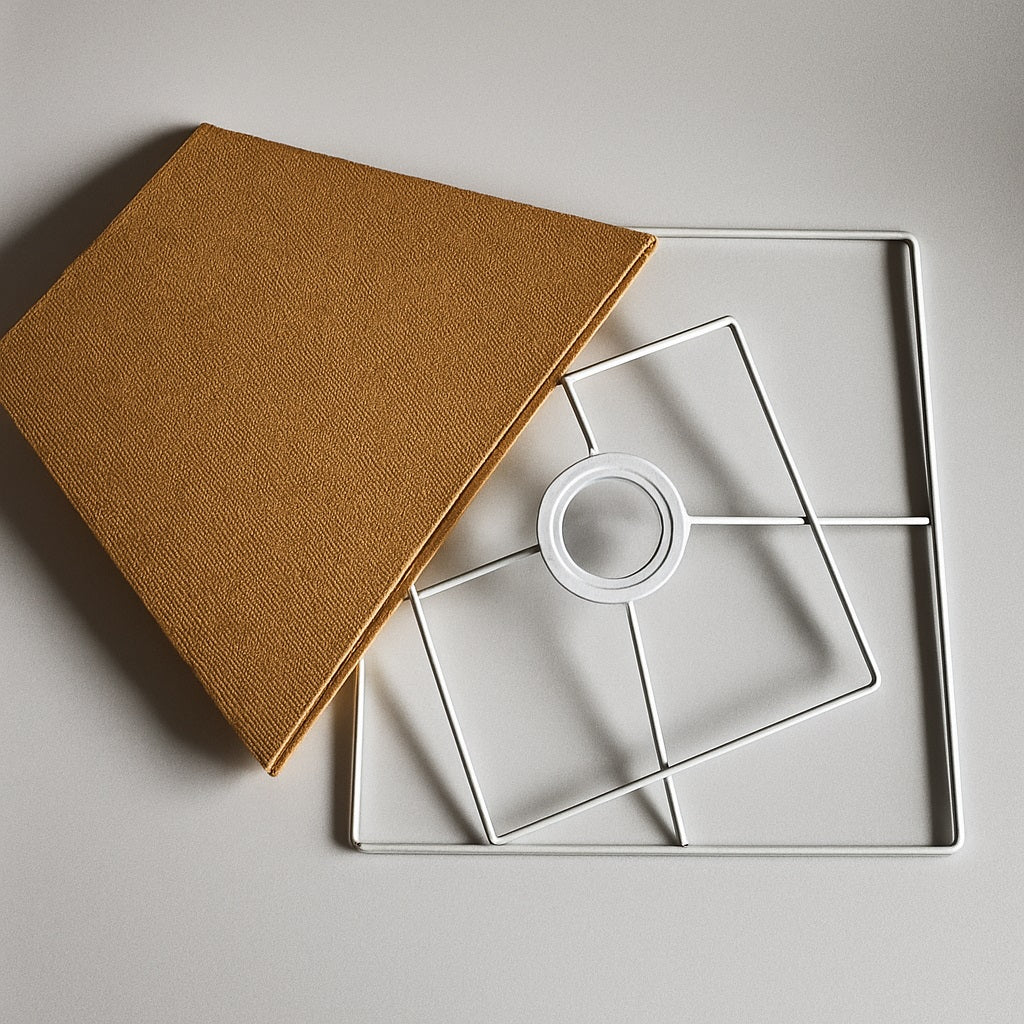 Abat-jour pyramide en lin avec armature blanche, idéal pour lampe déco style naturel, scandinave ou rustique.