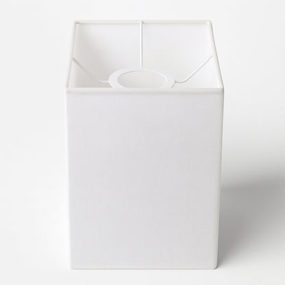 Abat-jour rectangulaire blanc pour lampe de chevet, design moderne et sobre, lumière douce et structure E27.