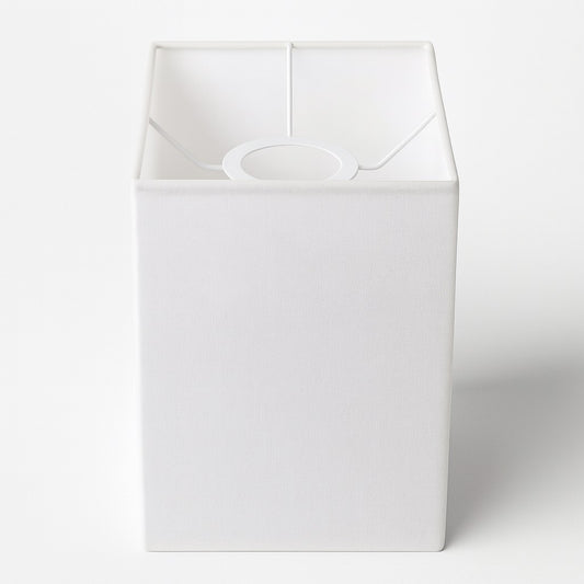 Abat-jour rectangulaire blanc pour lampe de chevet, design moderne et sobre, lumière douce et structure E27.