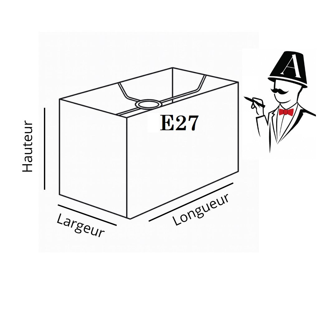 Schéma technique abat-jour rectangulaire E27 support lampe 