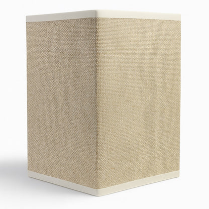 Abat-jour rectangulaire en tissu sable, finition texturée et élégante avec bordures claires.