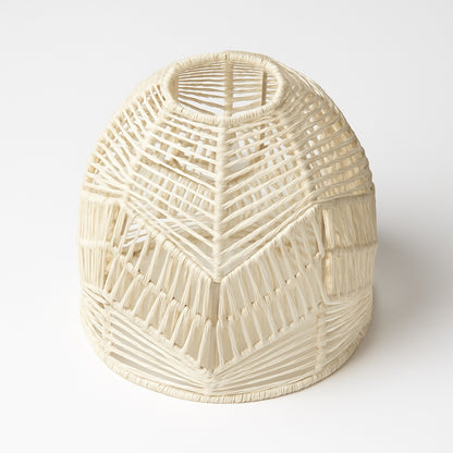 Abat-jour suspension rotin tressé ivoire, abat-jour rotin fait main à structure géométrique élégante