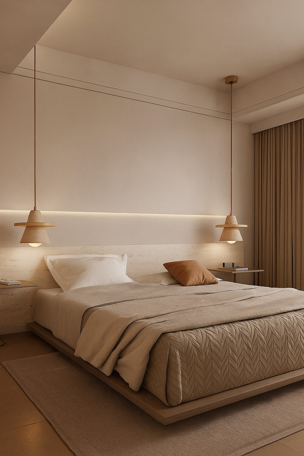 Avec ses lignes pures et son allure contemporaine, cette suspension en travertin s’intègre facilement dans tous les styles d’intérieur, du plus classique au plus contemporain.