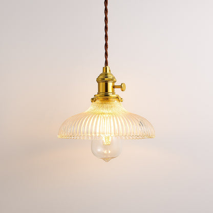 Abat jour en verre nervuré doré, suspension décorative élégante pour éclairage vintage et design