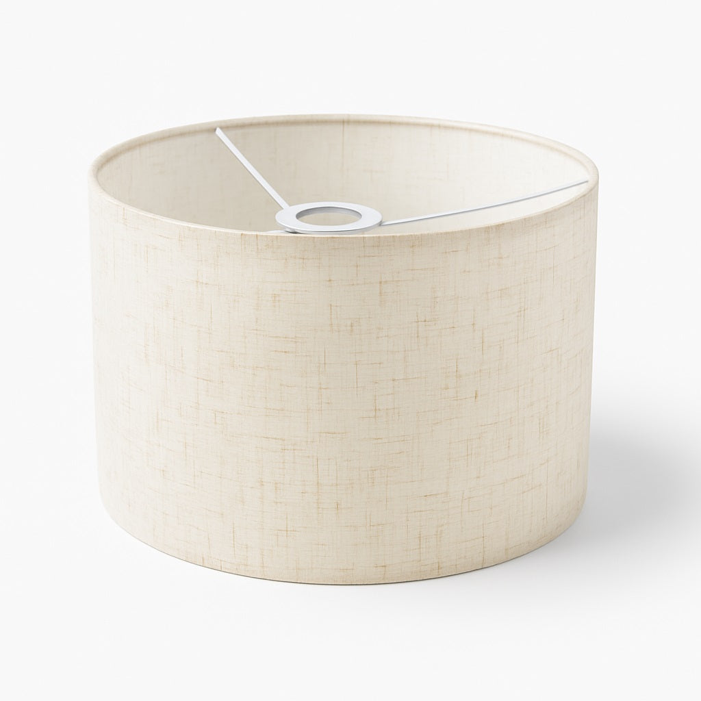 Abat jour tambour en lin beige pour lampe ou suspension