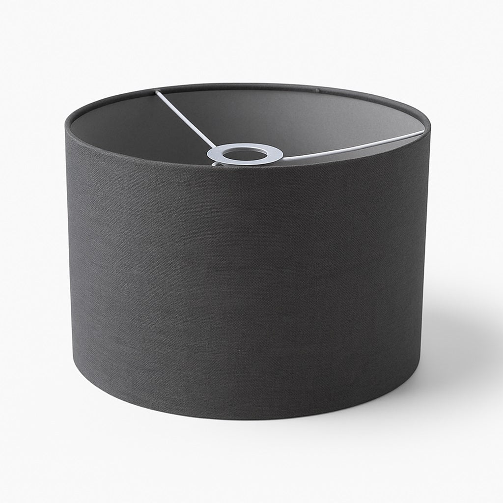 Abat jour tambour en lin gris pour lampe ou suspension