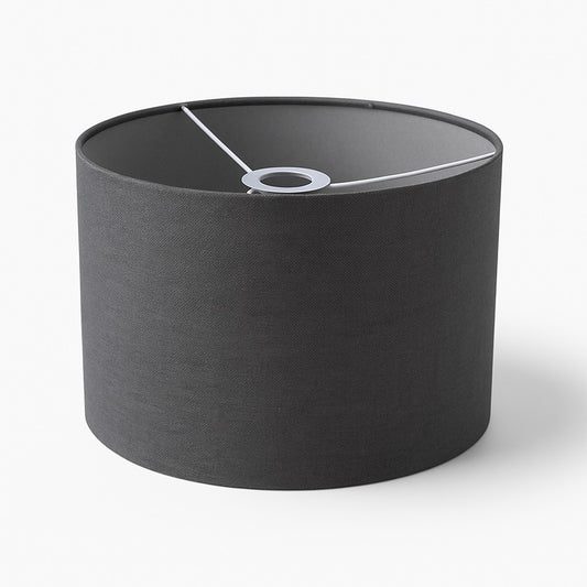 Abat jour tambour en lin gris pour lampe ou suspension