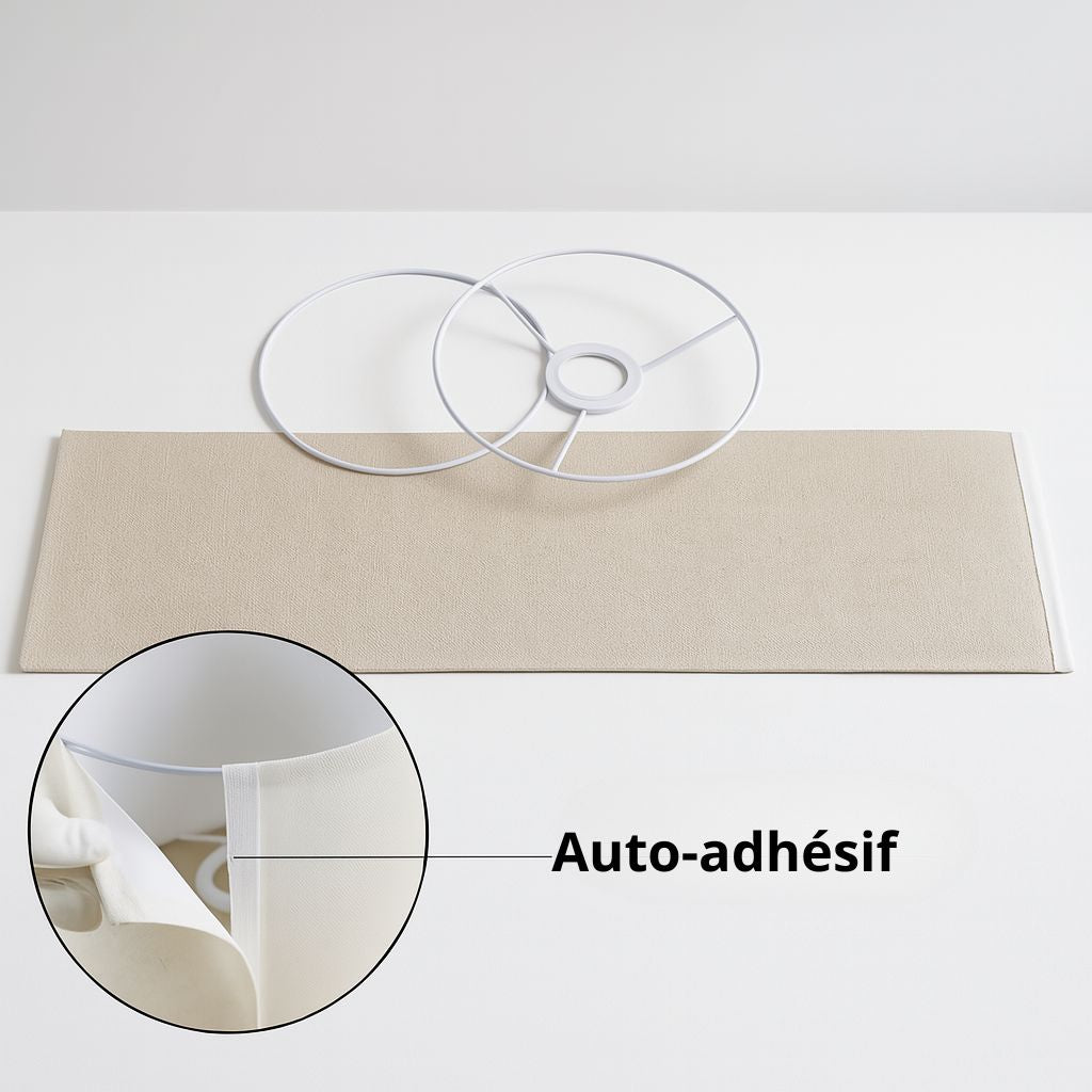 Kit de montage abat-jour tambour avec armature métal et bande autocollante tissu – signé Monsieur Abat-Jour.