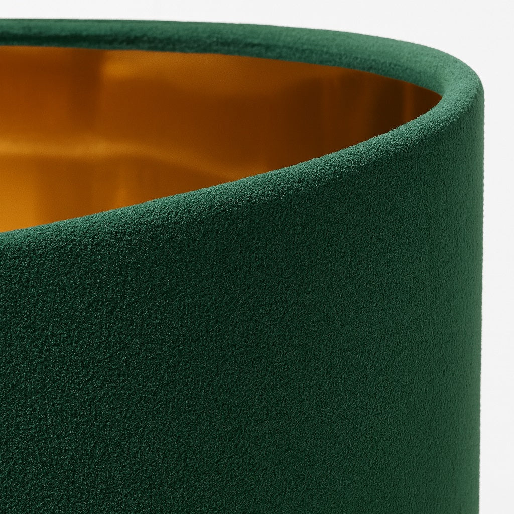 Abat-jour cylindrique vert intérieur doré, élégant et intemporel, idéal pour lampadaire, suspension ou lampe de chevet