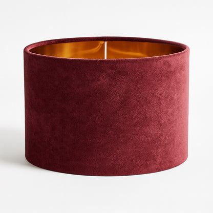 Abat-jour tambour en velours rouge intérieur doré, élégant et raffiné, idéal pour lampe de chevet, lampadaire ou suspension